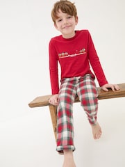FatFace Red Having a Pud Time Pyjamas Set - Image 4 of 5