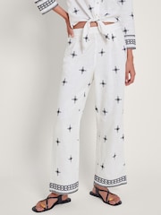 Monsoon Natural Eleanor Embroidered 100% Cotton Trousers - Image 2 of 5