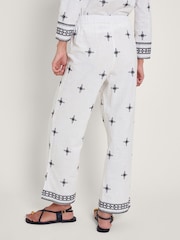 Monsoon Natural Eleanor Embroidered 100% Cotton Trousers - Image 4 of 5