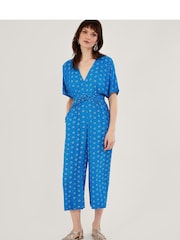 Monsoon Blue Diamond Print Jumpsuit in LENZING™ ECOVERO™ - Image 1 of 5