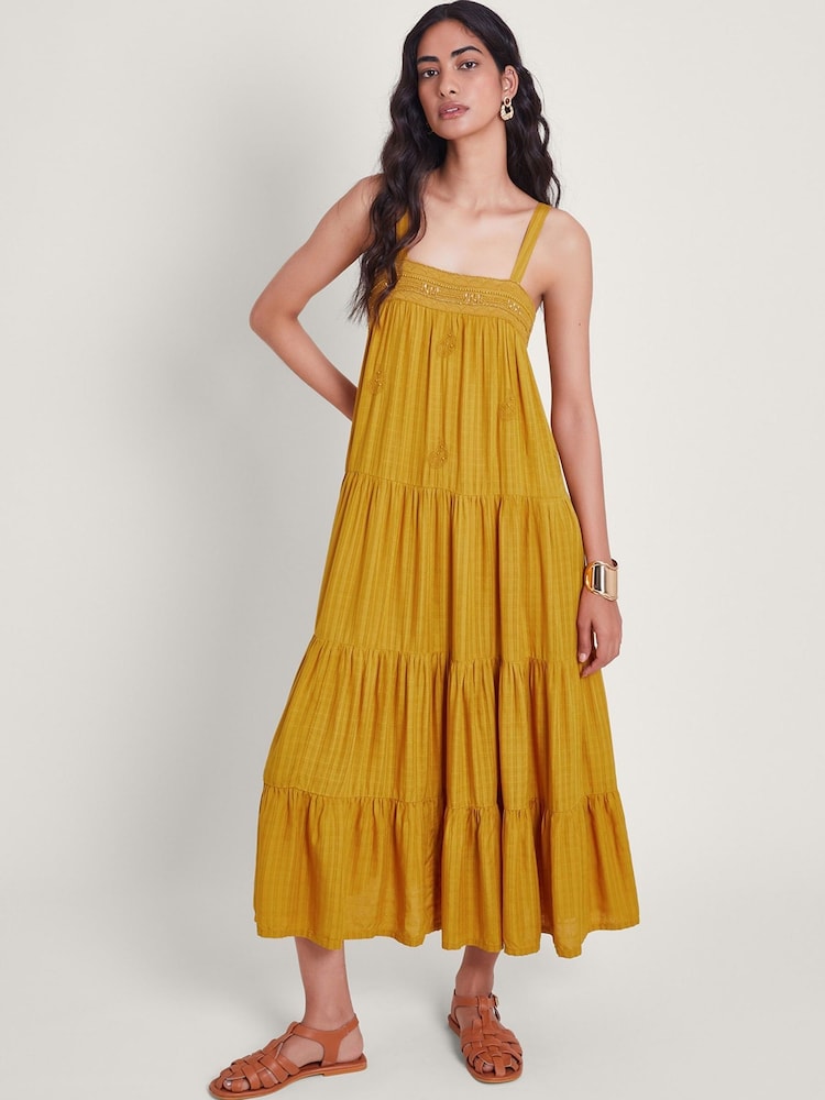 Monsoon Yellow Marlee Tiered Dress - Image 1 of 5 Monsoon Yellow Marlee Tiered Dress - Image 1 of 5