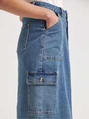 JD Williams Blue Split Front Cargo Skirt - Image 3 of 4