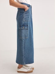 JD Williams Blue Split Front Cargo Skirt - Image 4 of 4