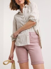 JD Williams Pink 24/7 Denim Knee Shorts - Image 1 of 4