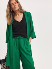 JD Williams Green Linen Mix Longline Kimono Cardigan - Image 3 of 4