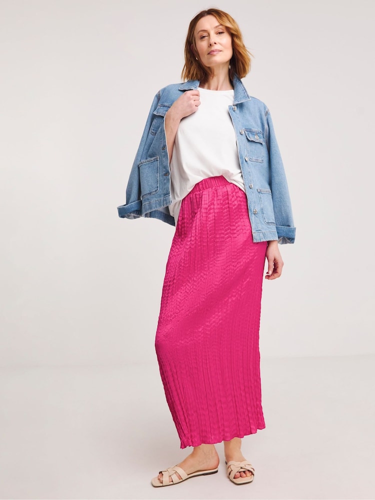 JD Williams Pink Crinkle Satin Skirt - Image 1 of 4 JD Williams Pink Crinkle Satin Skirt - Image 1 of 4