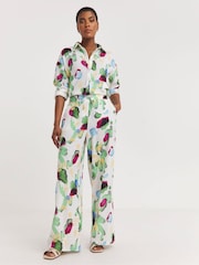 JD Williams Green Linen Mix Wide Leg Trousers - Image 1 of 4