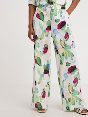 JD Williams Green Linen Mix Wide Leg Trousers - Image 3 of 4