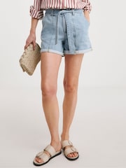 JD Williams Blue 100% Cotton Utility Denim Shorts - Image 3 of 4