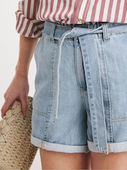 JD Williams Blue 100% Cotton Utility Denim Shorts - Image 4 of 4