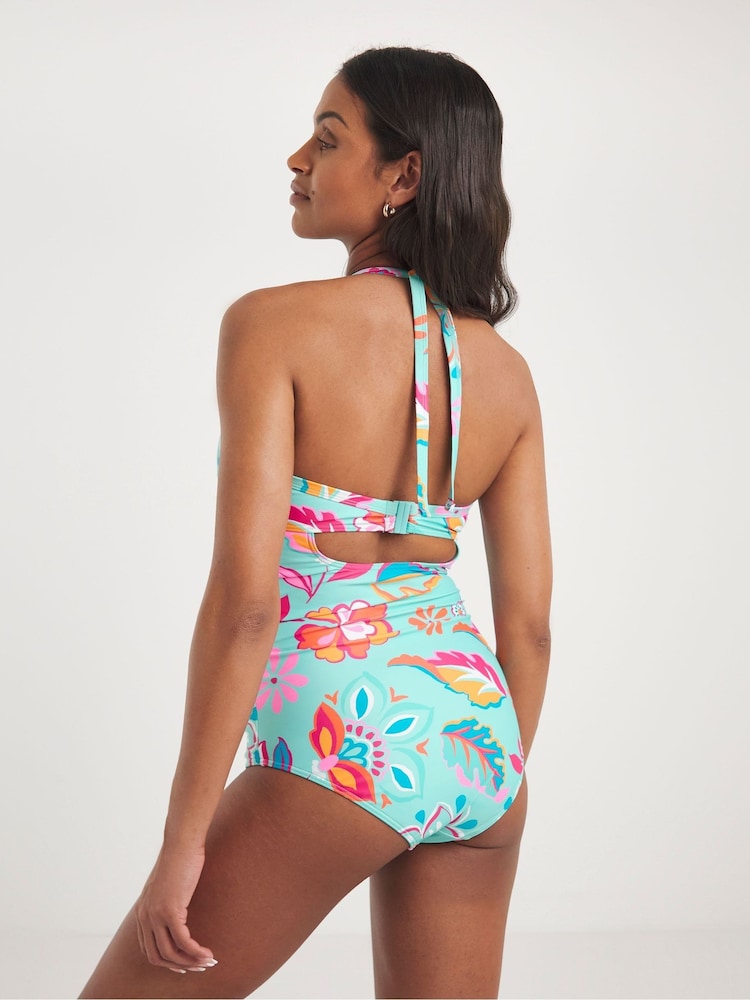 JD Williams Blue Padded Underwired Plunge Swimsuit - Image 2 of 4