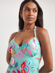 JD Williams Blue Padded Underwired Plunge Swimsuit - Image 4 of 4