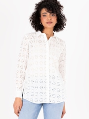 Lovedrobe Broderie 100% Cotton Long Sleeve White Shirt - Image 4 of 4