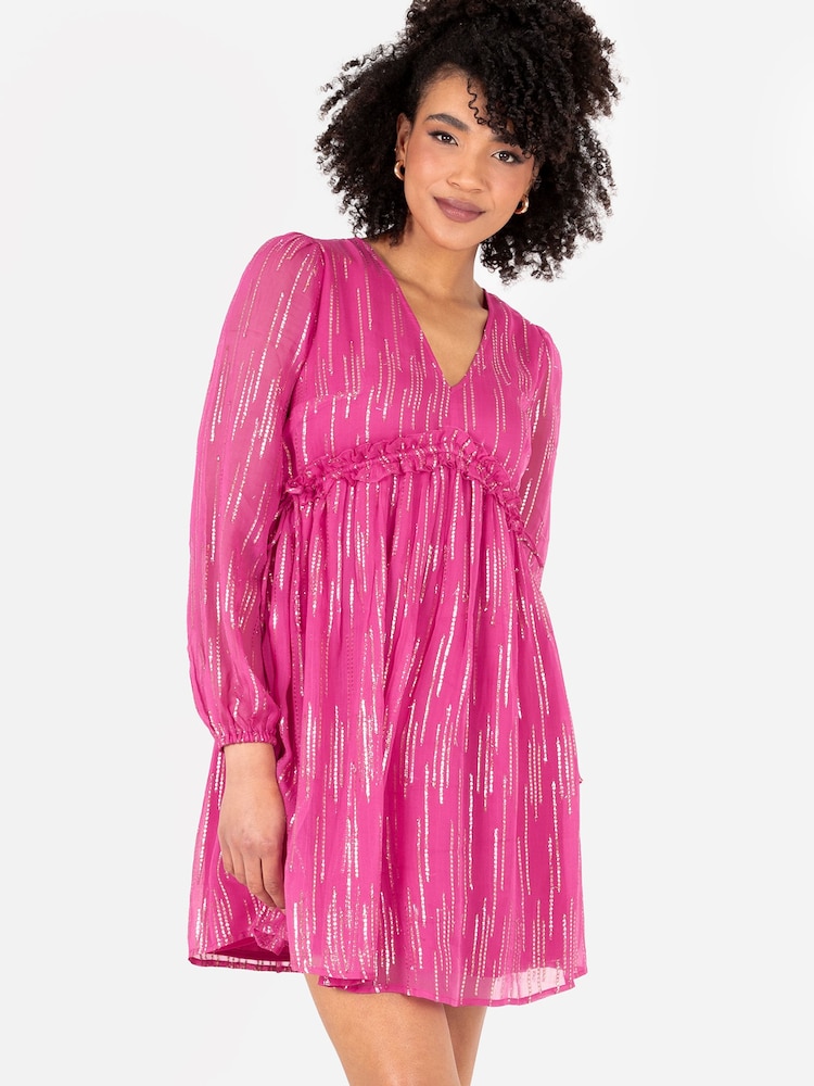 lovedrobe Roz Balloon Sleeve Side Cravată Mini Rochie - Imaginea 1 din 4
