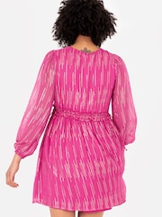 lovedrobe Roz Balloon Sleeve Side Cravată Mini Rochie - Imaginea 2 din 4