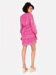 lovedrobe Roz Balloon Sleeve Side Cravată Mini Rochie - Imaginea 4 din 4