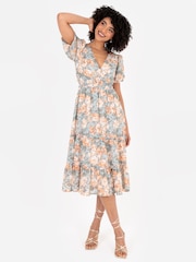 Lovedrobe Shirring Waist Puff Sleeve Midi Dress - Image 3 of 5