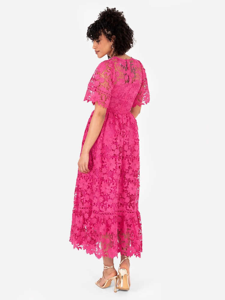 Lovedrobe Lace V-Neck Midaxi Dress With Trim Details - Image 2 of 5