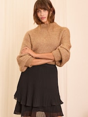 Love & Roses Black Pleated Tiered Mini Skirt - Image 4 of 5