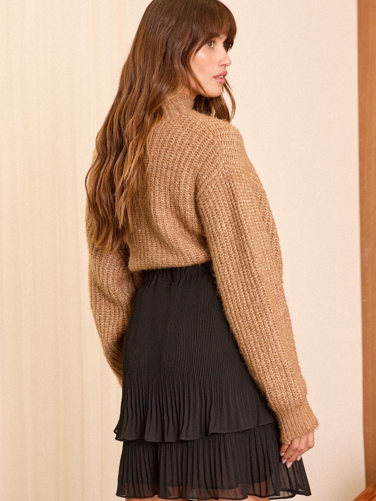 Love & Roses Black Pleated Tiered Mini Skirt - Image 5 of 5