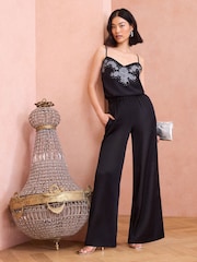 Love & Roses Black Wide Leg Trouser - Image 2 of 4