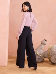 Love & Roses Black Hand Embellished Wide Leg Trouser - Image 4 of 4