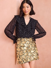 Gold - Love & Roses – Minirock mit Muschelsaum und Pailletten - Bild 4 von 4
