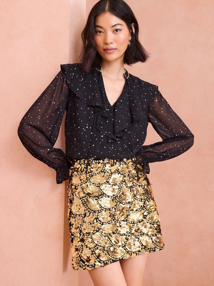 Gold - Love & Roses – Minirock mit Muschelsaum und Pailletten - Bild 4 von 4