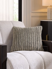 Monochrome 43 x 43cm Two Tone Plait Textured Cushion - Image 1 of 5