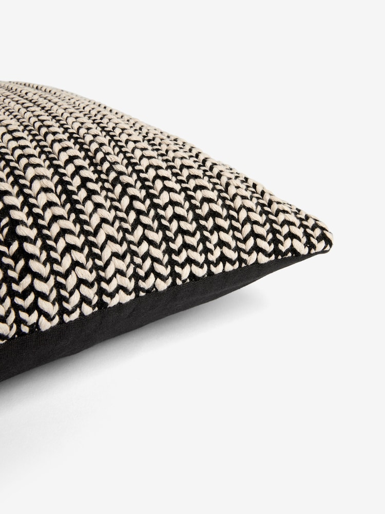 Monochrome 43 x 43cm Two Tone Plait Textured Cushion - Image 5 of 5