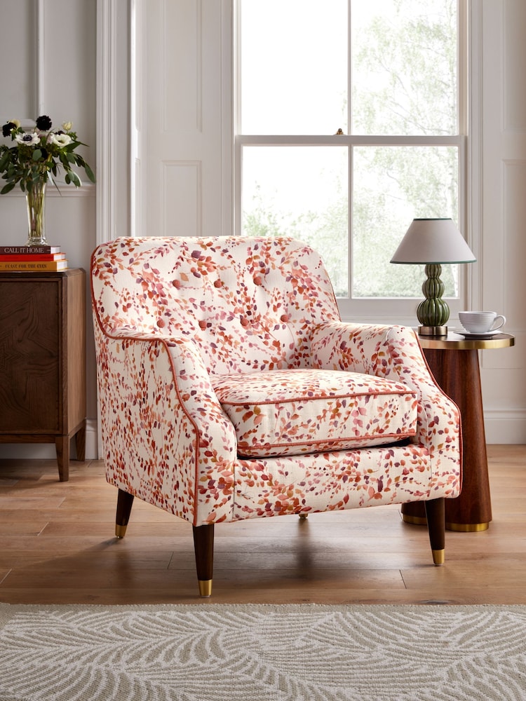 Nina Campbell Rust Brown Autumn Leaves Walton Accent Chair - Image 1 of 8