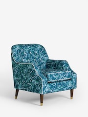 Nina Campbell Indigo Blue Midnight Leaves Walton Accent Chair - Image 4 of 8