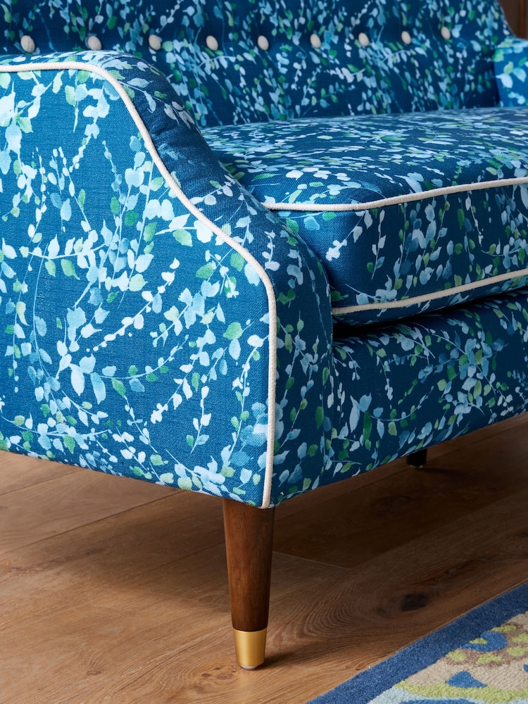 Nina Campbell Indigo Blue Midnight Leaves Walton Small 2 Seater Sofa - Image 2 of 7
