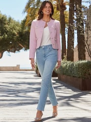 Sosandar Pink Boucle Collarless Jacket - Image 5 of 5