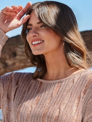 Sosandar Pink Ladder Stitch Jumper - Image 5 of 5