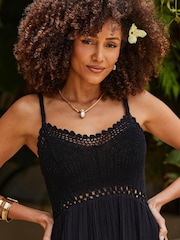 Sosandar Black Crochet Maxi Dress - Image 3 of 5