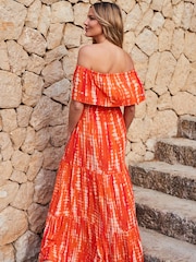 Sosandar Tie Dye Tiered Hem Bardot Maxi Dress - Imagen 3 de 5
