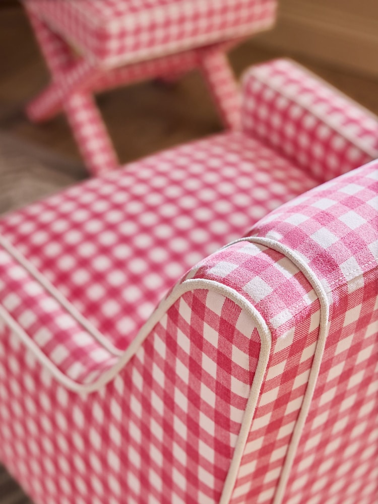 Nina Campbell Pink Bracken Gingham Check Rosebury Accent Chair - Image 2 of 9