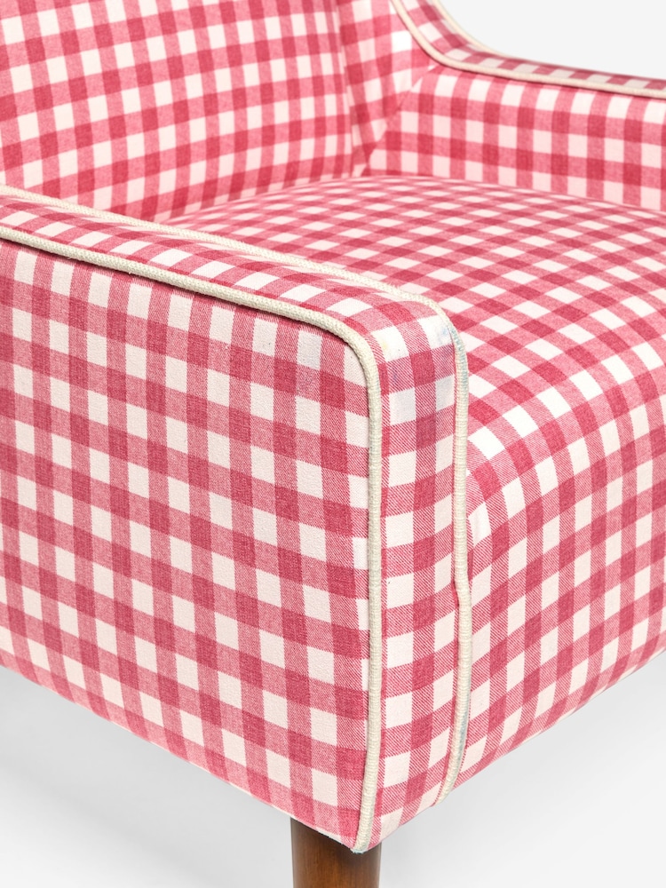 Nina Campbell Pink Bracken Gingham Check Rosebury Accent Chair - Image 9 of 9