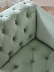 Shabby Chic by Rachel Ashwell® Sage Green Velvet Delilah Loveseat Sofa Accent Chair - Image 5 of 9