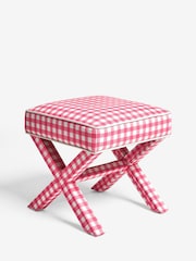 Nina Campbell Pink Bracken Gingham Check Rosebury Footstool - Image 6 of 7