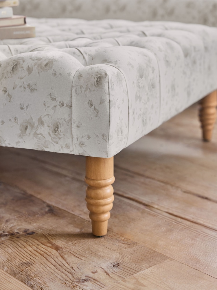 Shabby Chic by Rachel Ashwell® Dutchess Blossom Natural Willa Large Square Footstool - Image 2 of 7