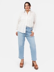 Lovedrobe Broderie 100% Cotton Long Sleeve White Shirt - Image 1 of 5