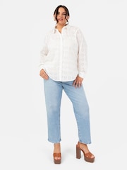 Lovedrobe Broderie 100% Cotton Long Sleeve White Shirt - Image 3 of 5