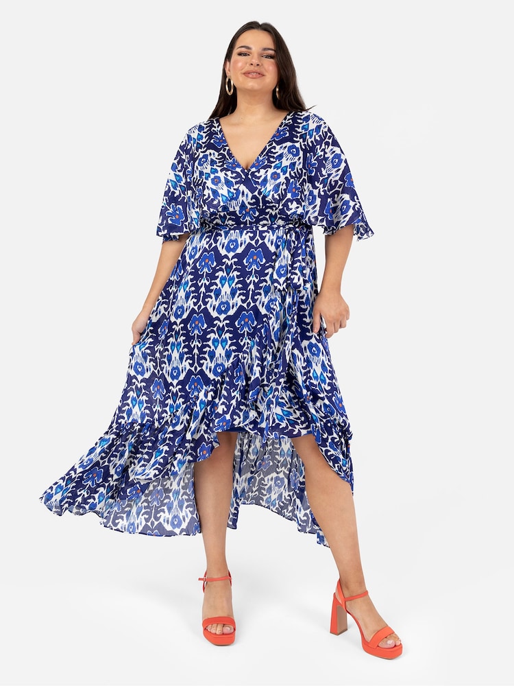 Lovedrobe Cape Sleeve Frill Wrap Hem Midaxi Dress - Image 1 of 5