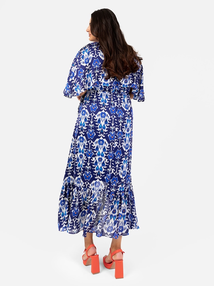 Lovedrobe Cape Sleeve Frill Wrap Hem Midaxi Dress - Image 2 of 5