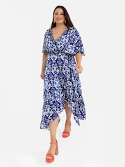 Lovedrobe Cape Sleeve Frill Wrap Hem Midaxi Dress - Image 3 of 5