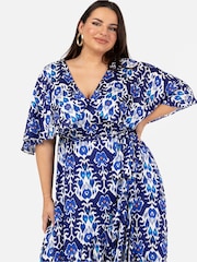 Lovedrobe Cape Sleeve Frill Wrap Hem Midaxi Dress - Image 4 of 5