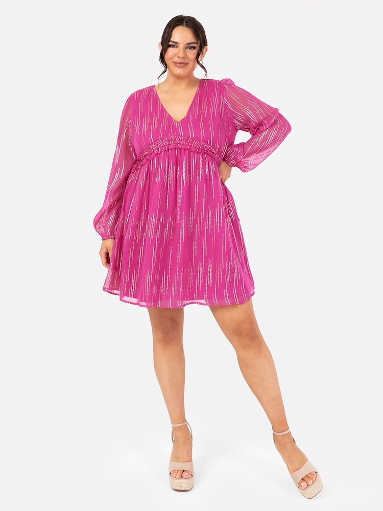 Lovedrobe Pink Balloon Sleeve Side Tie Mini Dress - Image 1 of 5