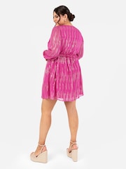 Lovedrobe Pink Balloon Sleeve Side Tie Mini Dress - Image 2 of 5